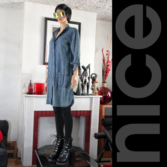 JUSTFAB LONG DENIM SHIRT - Picture 4 of 8